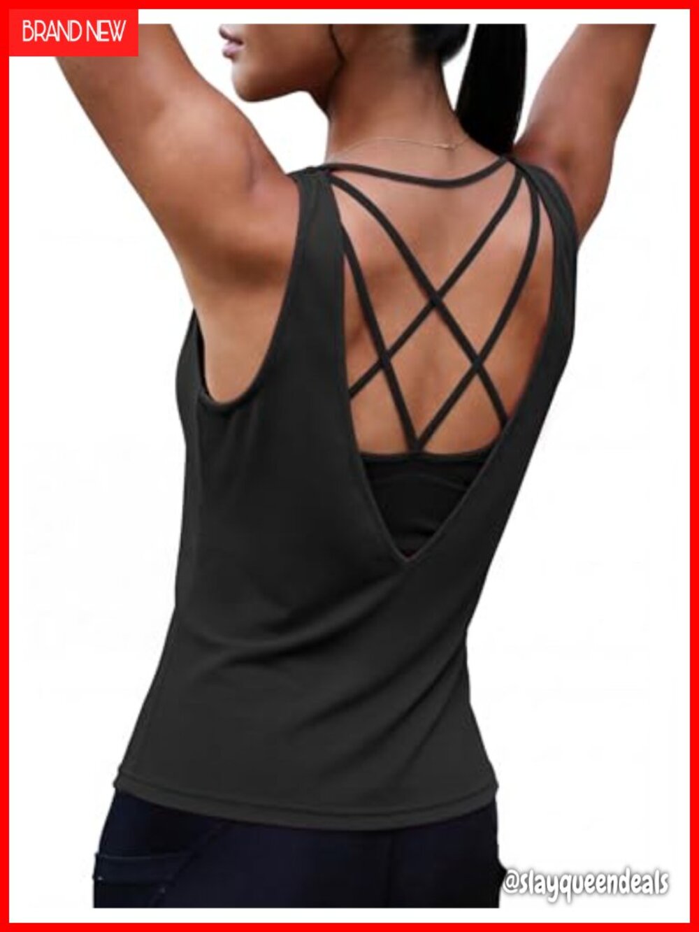 Cotton Workout Tank Top Open Back Sleeveless Yoga Gym Athletic Women's